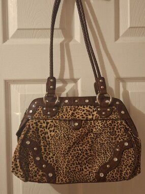 Marc Chantal Leopard/Cheetah Shoulder Bag Faux Leather